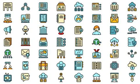 Customer database icons set vector flat Stock Illustration