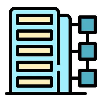Customer database infrastructure icon color outline vector Stock Illustration