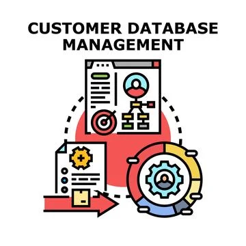 Customer database management system optimizing client relationships Stock Illustration