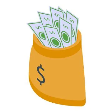 Customer database money bag icon, isometric style Stock Illustration