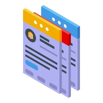Customer database notification icon, isometric style Stock Illustration