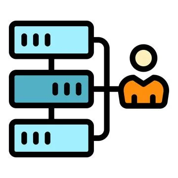 Customer database scheme icon color outline vector Stock Illustration