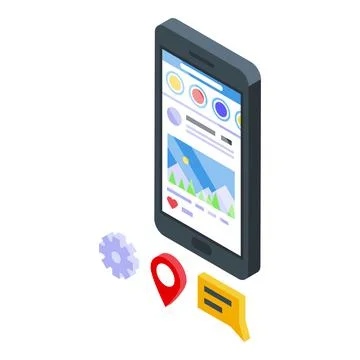 Customer database smartphone icon, isometric style Stock Illustration