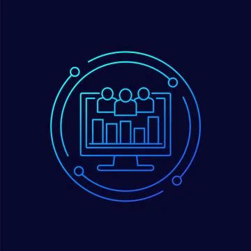 Customer demographics analysis icon, linear design Stock Illustration