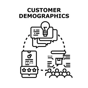 Customer demographics identifying target audience analysis data Stock Illustration