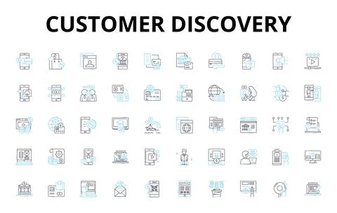 Customer discovery linear icons set. Insight, Feedback, Research, Validation Stock Illustration
