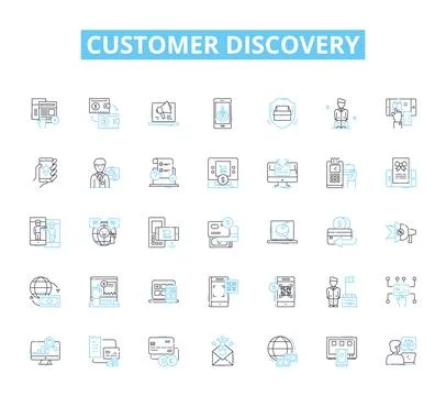 Customer discovery linear icons set. Insight, Feedback, Research, Validation Stock Illustration
