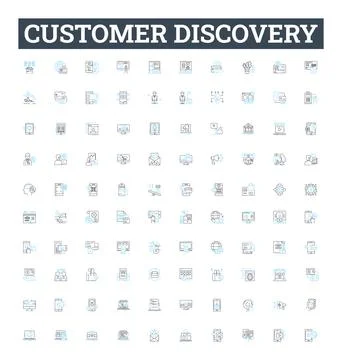 Customer discovery vector line icons set. Research, Insights, Customers Stock Illustration
