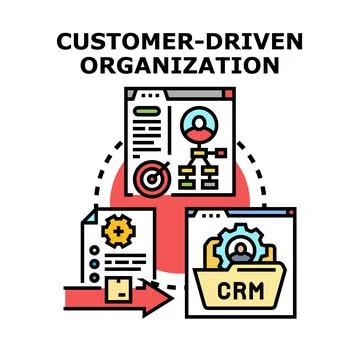 Customer driven organization strategy creating business value with crm Stockillustratie