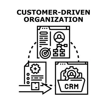 Customer driven organization strategy creating business value with crm 스톡 일러스트