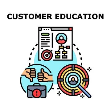 Customer education strategy developing target audience success Illustrazione stock