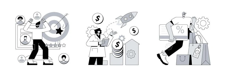 Customer engagement abstract concept vector illustrations. Stock Illustration