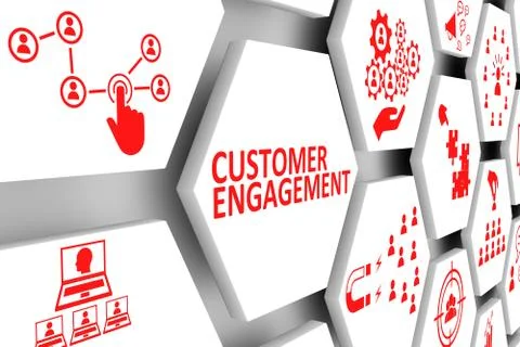 CUSTOMER ENGAGEMENT concept cell background 3d illustration Stock Illustration