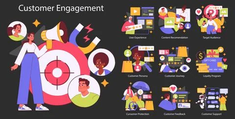 Customer Engagement. Flat Vector Illustration Illustrazione stock