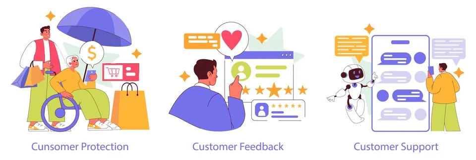 Customer Engagement. Flat Vector Illustration Stock Illustration