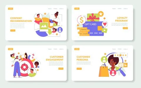 Customer Engagement. Flat Vector Illustration イラスト素材