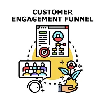 Customer engagement funnel strategy developing and optimizing Stock Illustration