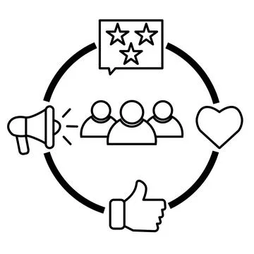Customer engagement icon. Customer feedback and social interaction sign. Stock Illustration