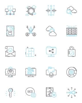 Customer engagement linear icons set. Feedback, Loyalty, Communication Illustrazione stock