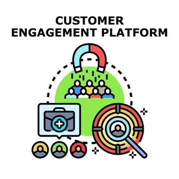 Customer engagement platform attracting and managing clients Stock Illustration