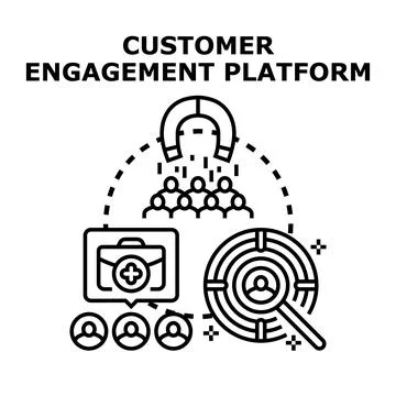 Customer engagement platform attracting and managing clients Stock Illustration