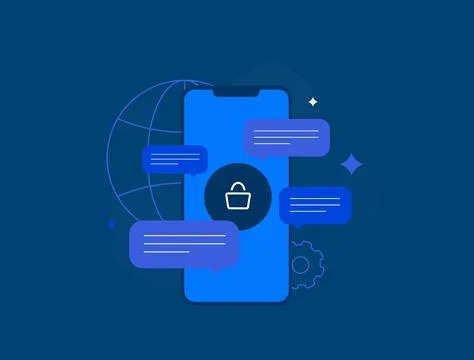 Customer engagement platforms for e-commerce with digital interaction, mobile イラスト素材