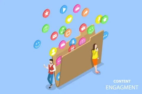 Customer engagement strategy isometric flat vector concept. Stock Illustration