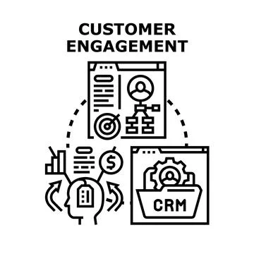 Customer engagement strategy managing client relationship concept Stock Illustration