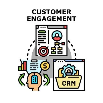 Customer engagement strategy managing client relationship concept Illustrazione stock