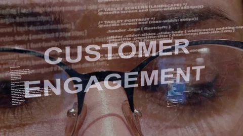 Customer engagement text on background of female developer Stock-Footage 106946818