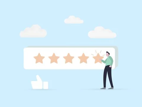 Customer Evaluation and Satisfaction Feedback review, performance rating concept Stock Illustration