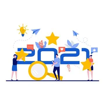Customer evaluation of product, ranking or review concept with big 2021 num.. Stock Illustration
