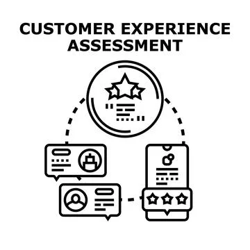 Customer experience assessment and feedback evaluation process Stock Illustration