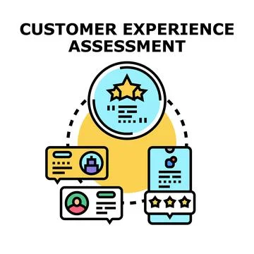 Customer experience assessment and feedback evaluation process Stock Illustration