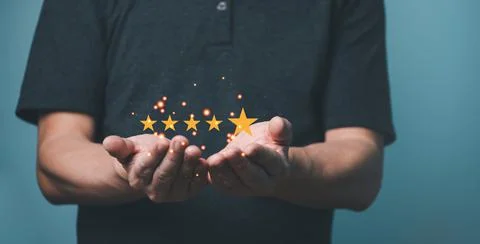 Customer Experience Concept, Best Excellent Services for Satisfaction, Hand o Stock Photos