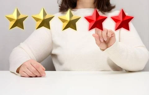 Customer experience feedback concept. Five red stars, the best rating of e... Stock Photos