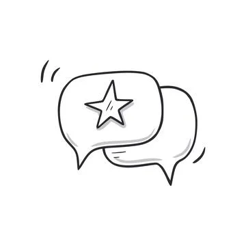 Customer experience feedback message doodle icon. Client positive star message Stock Illustration