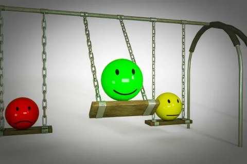 Customer Experience in form of emotions on swing in white-gray background. Stock Illustration