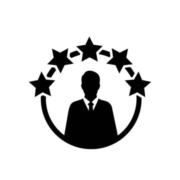 Customer experience icon. Five star satisfaction rating icon isolated on wh.. Stock Illustration