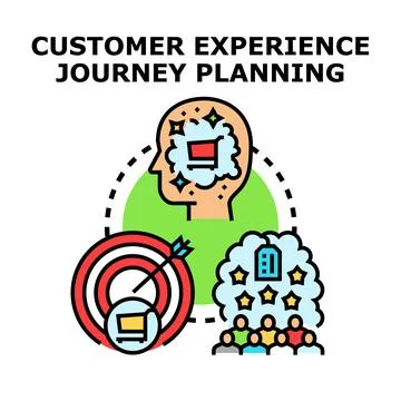 Customer experience journey planning delivering client satisfaction Stock Illustration
