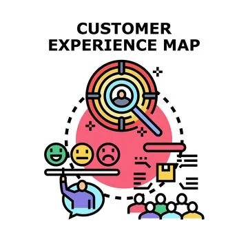 Customer experience map tracing journey and feedback Stock Illustration