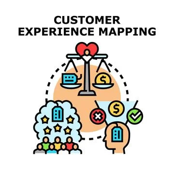 Customer experience mapping analyzing client journey Stock Illustration