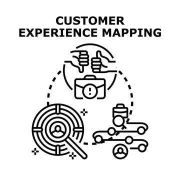 Customer experience mapping process improving user satisfaction Stock Illustration
