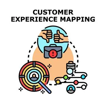 Customer experience mapping process improving user satisfaction Stock Illustration