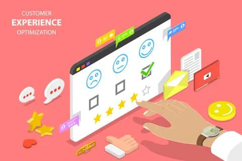 Customer experience optimization isometric flat vector concept. Stock Illustration