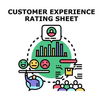 Customer experience rating sheet feedback analysis concept Stock Illustration