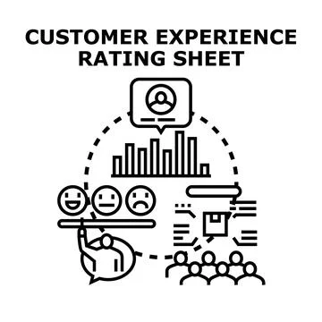 Customer experience rating sheet feedback analysis concept Stock Illustration