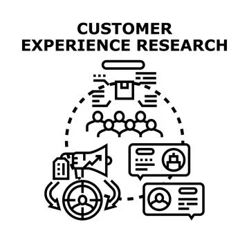 Customer experience research analyzing consumer feedback Stock Illustration