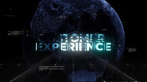 Customer Experience Title on Technologic Earth surrounded by a Network Stock Footage 343021746