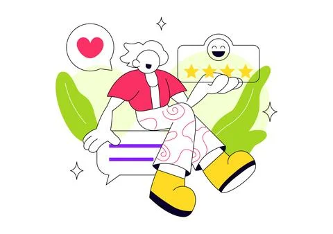 Customer Experience Vector Illustration Featuring Satisfied Client, Five St.. Stockillustratie